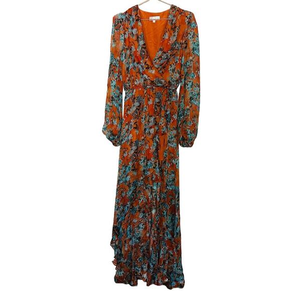 Caroline Constas Vivian Asymmetric Ruffled Floral Silk Chiffon Dress size Medium - Picture 3 of 16